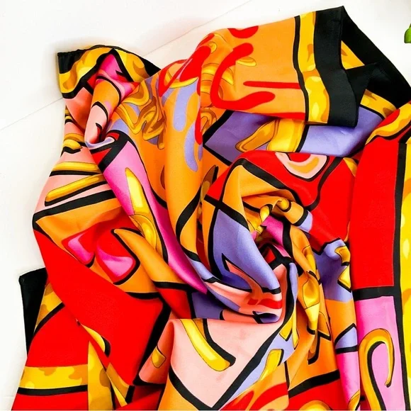 Paloma Picasso Colorful Silk Astrological Sun Sign Zodiac Scarf - Picture 5 of 9